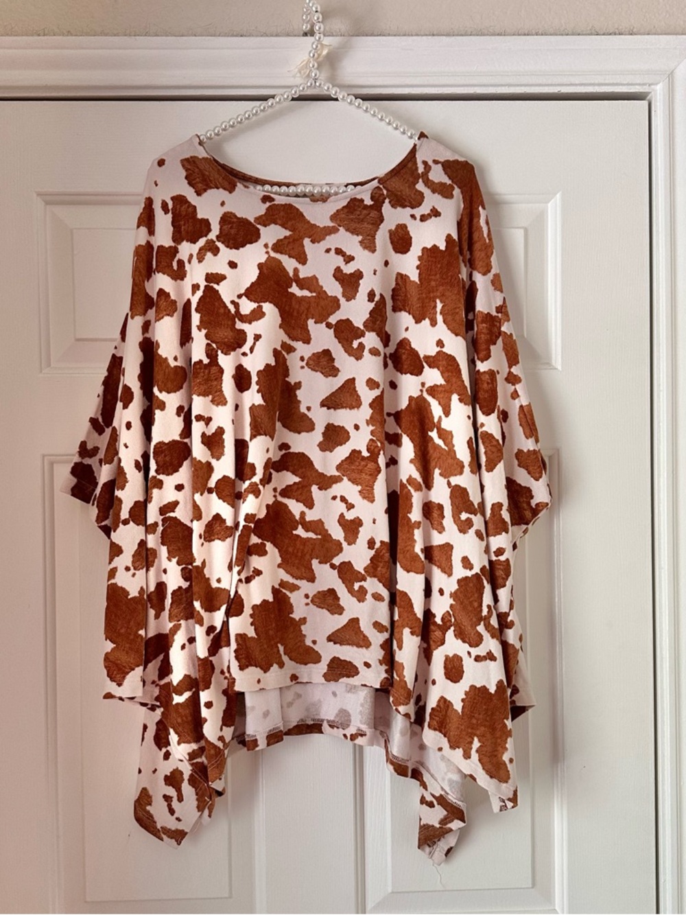 Jodifle Brown & White Cow Print Poncho Top